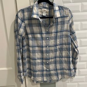 J. Crew The Perfect Shirt - lightweight blue and white plaid, size small